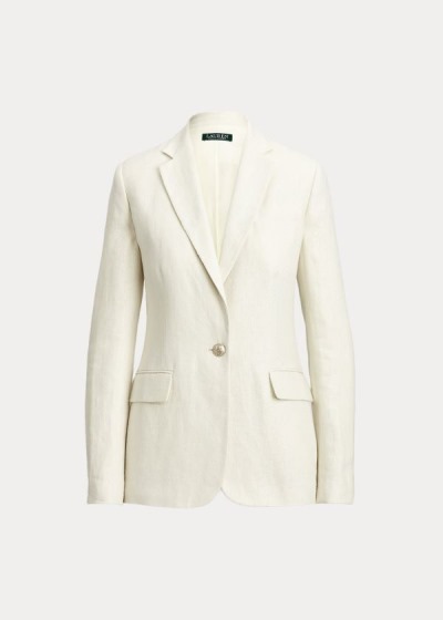 Blazer Ralph Lauren Mujer Creme - Herringbone Linen - VKEZT2170